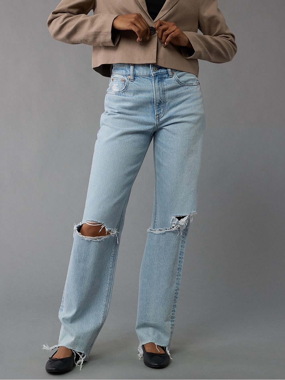 AE Strigid Ripped Super High-Waisted Baggy Straight Jean